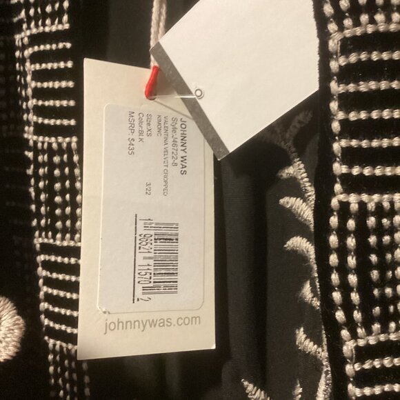 Johnny Was Valentina Rayon Silk Velvet  Embroidered Kimono Jacket w/JW Bag NWT - Picture 8 of 11